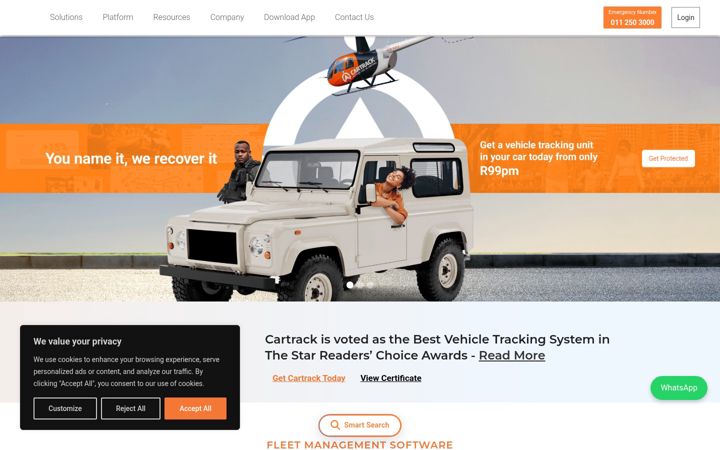 Screenshot of cartrack.co.za