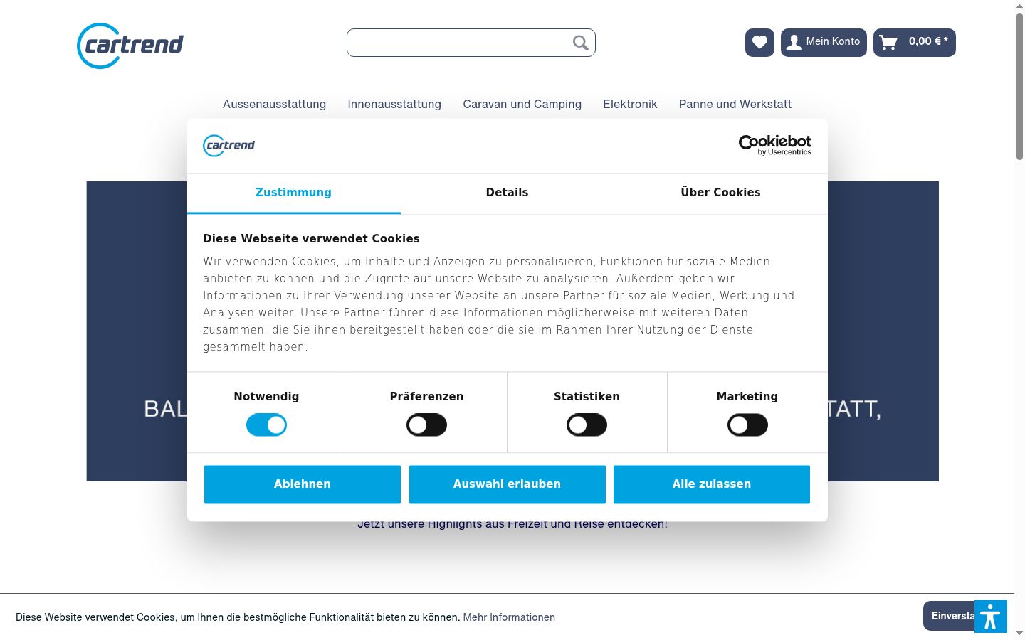 Screenshot tal-banner tal-kunsens muri qabel kwalunkwe interazzjoni