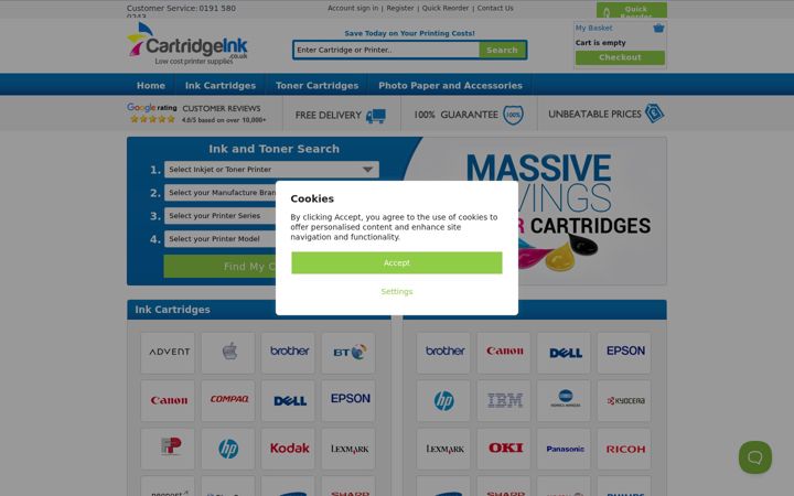 Screenshot of cartridgeink.co.uk