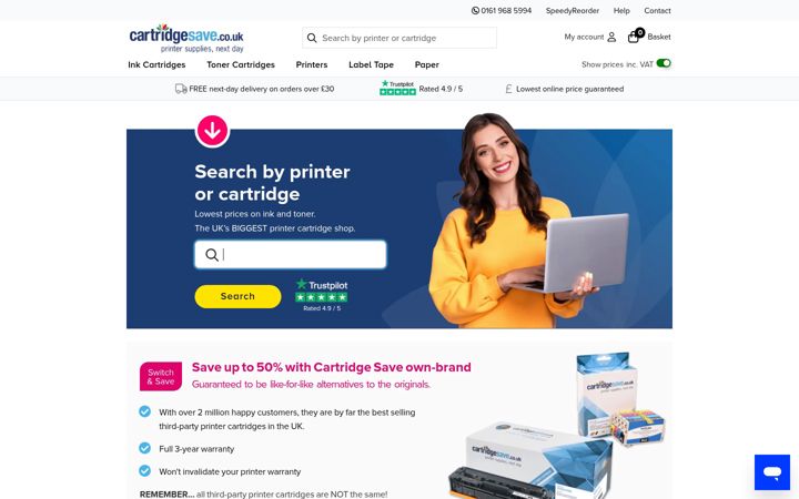 Screenshot of cartridgesave.co.uk