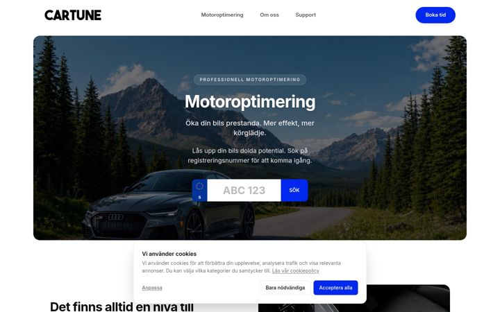 Screenshot of cartune.se