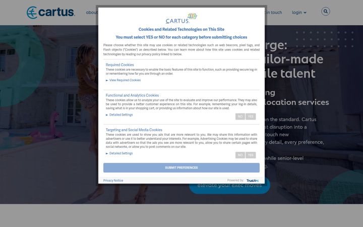Screenshot of cartus.com