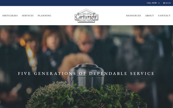 Screenshot of cartwrightfuneral.com