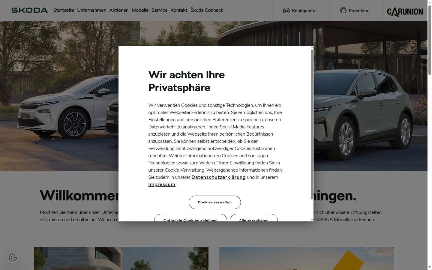 Zrzut ekranu banera zgody wyświetlanego przed jakąkolwiek interakcją