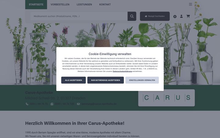 Screenshot von carus-apotheke.de