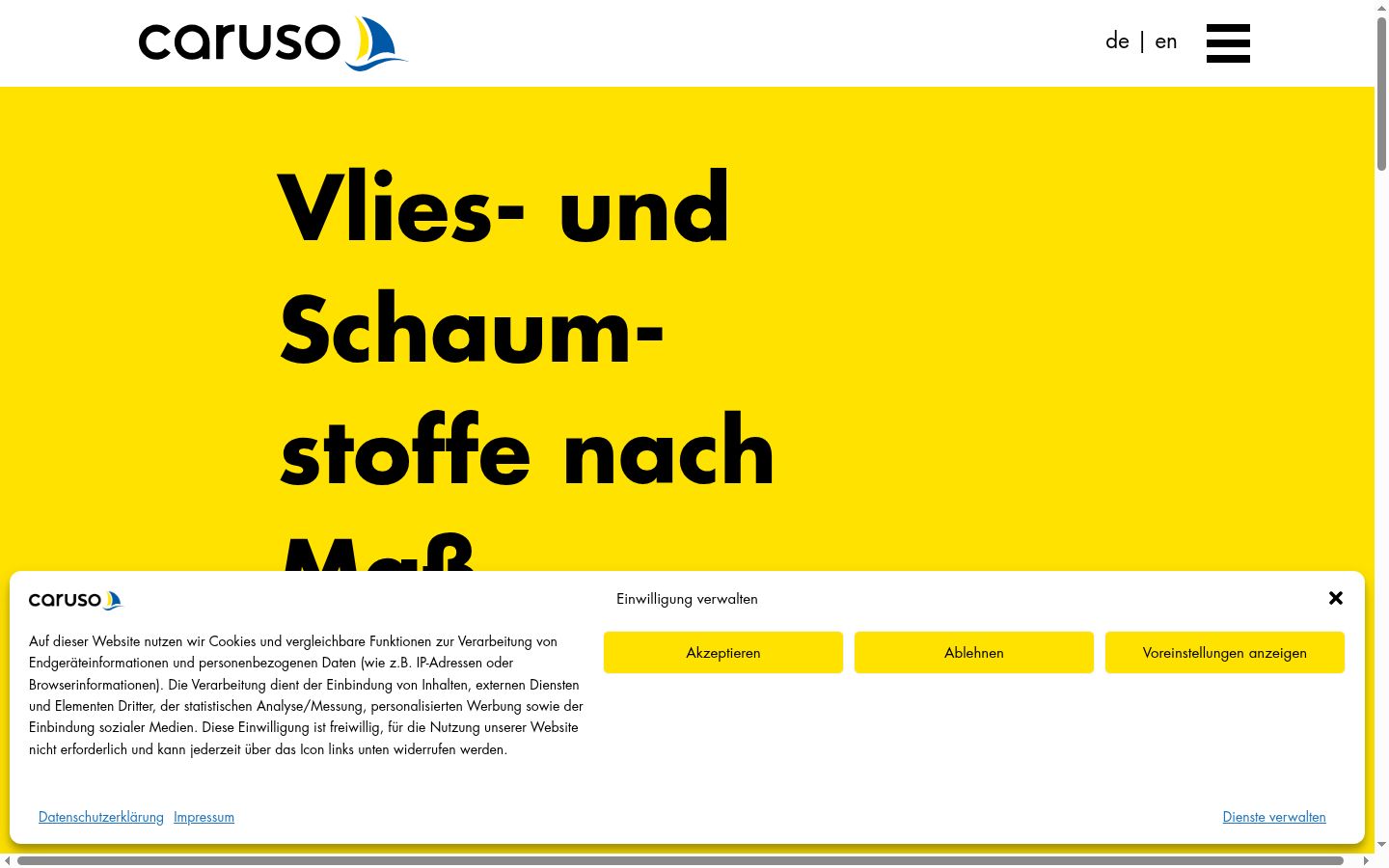 Screenshot del banner di consenso mostrato prima di qualsiasi interazione