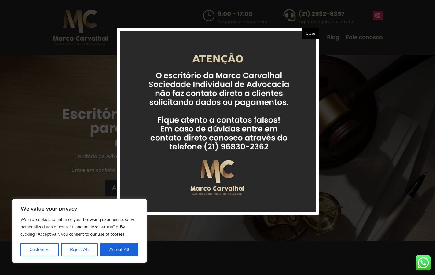 Captura de pantalla del banner de consentimiento mostrado antes de cualquier interacción