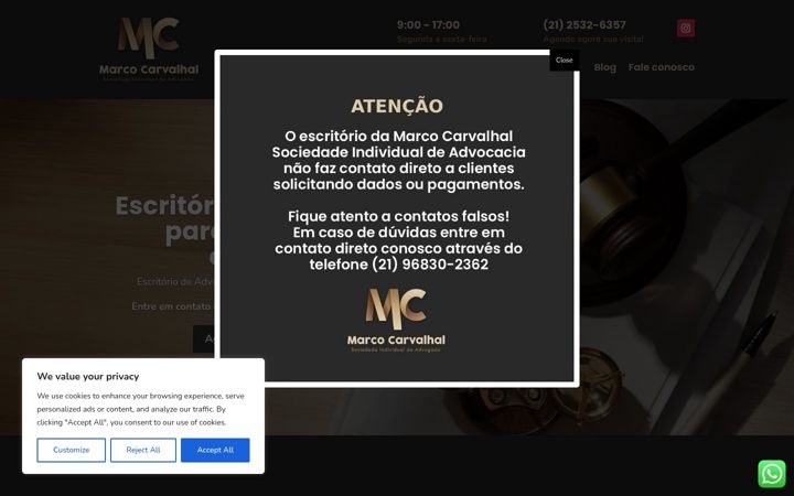 Screenshot of carvalhal.adv.br