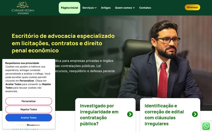 Screenshot of carvalhodelimaadv.com