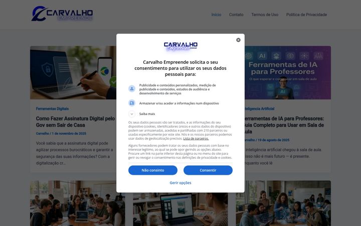 Screenshot stránky carvalhoempreende.com.br