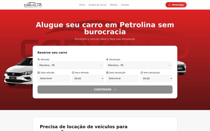 Screenshot of carvalhorentacar.com.br