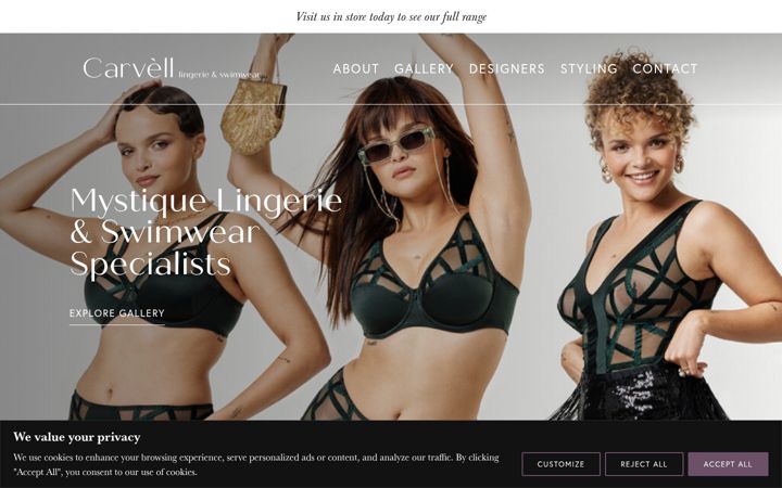 Screenshot of carvell-lingerie.co.uk