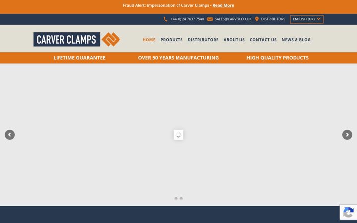 Screenshot of carver-clamps.com