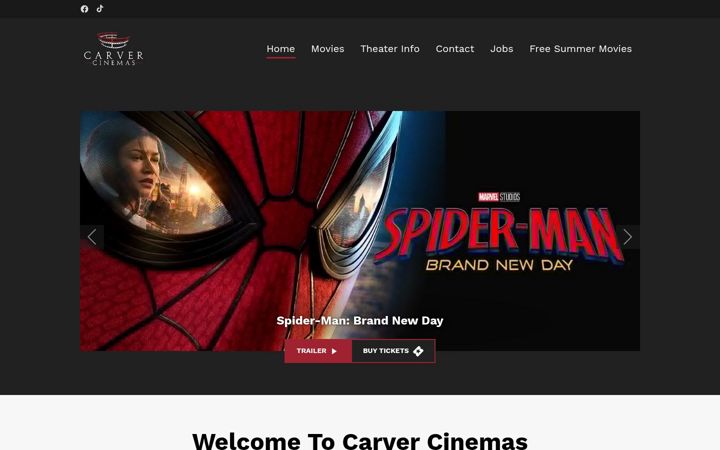 Screenshot of carvercinemas.com