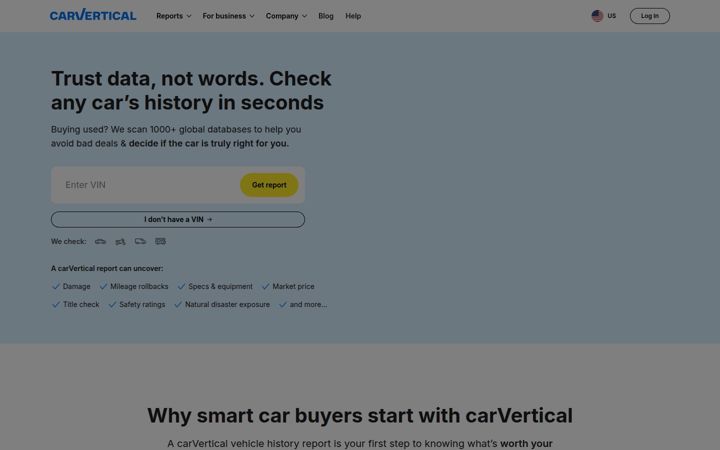 Screenshot von carvertical.com