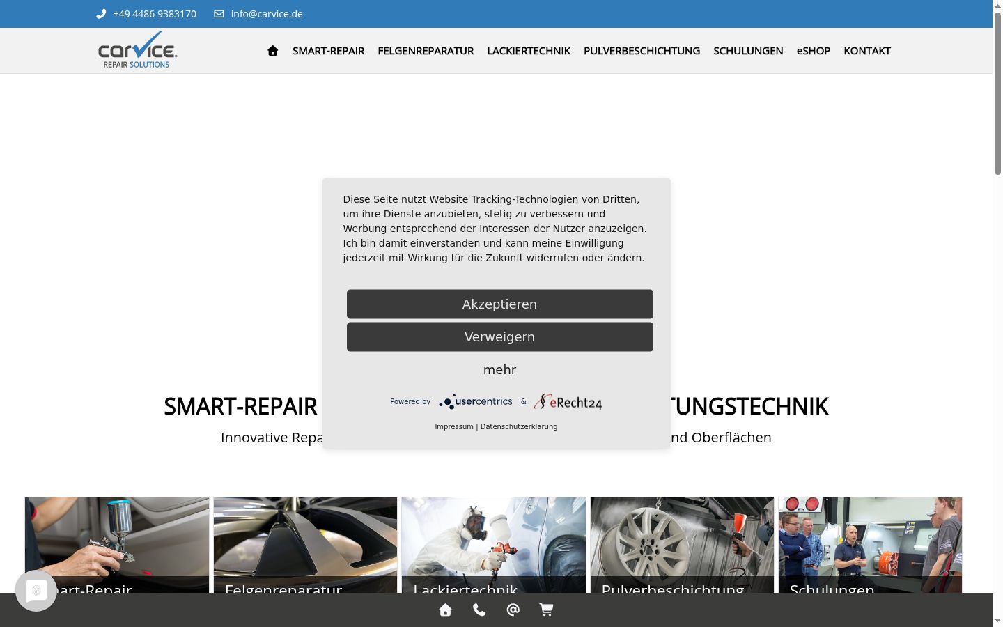 Screenshot des Einwilligungsbanners vor jeglicher Interaktion