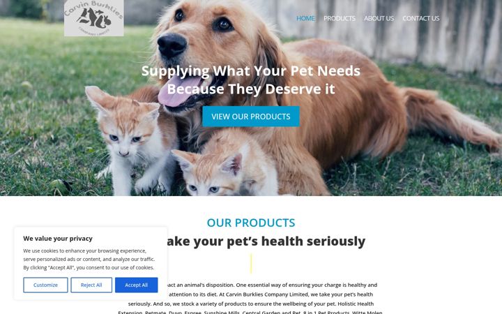 Screenshot of carvinburkliespetsupplies.com