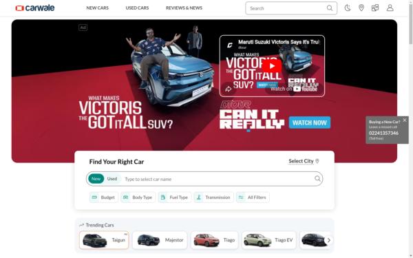 Screenshot of carwale.com