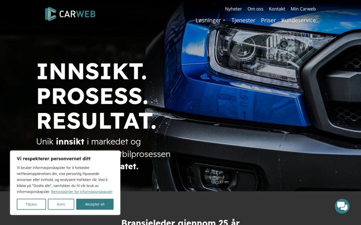 Captura de pantalla de carweb.no