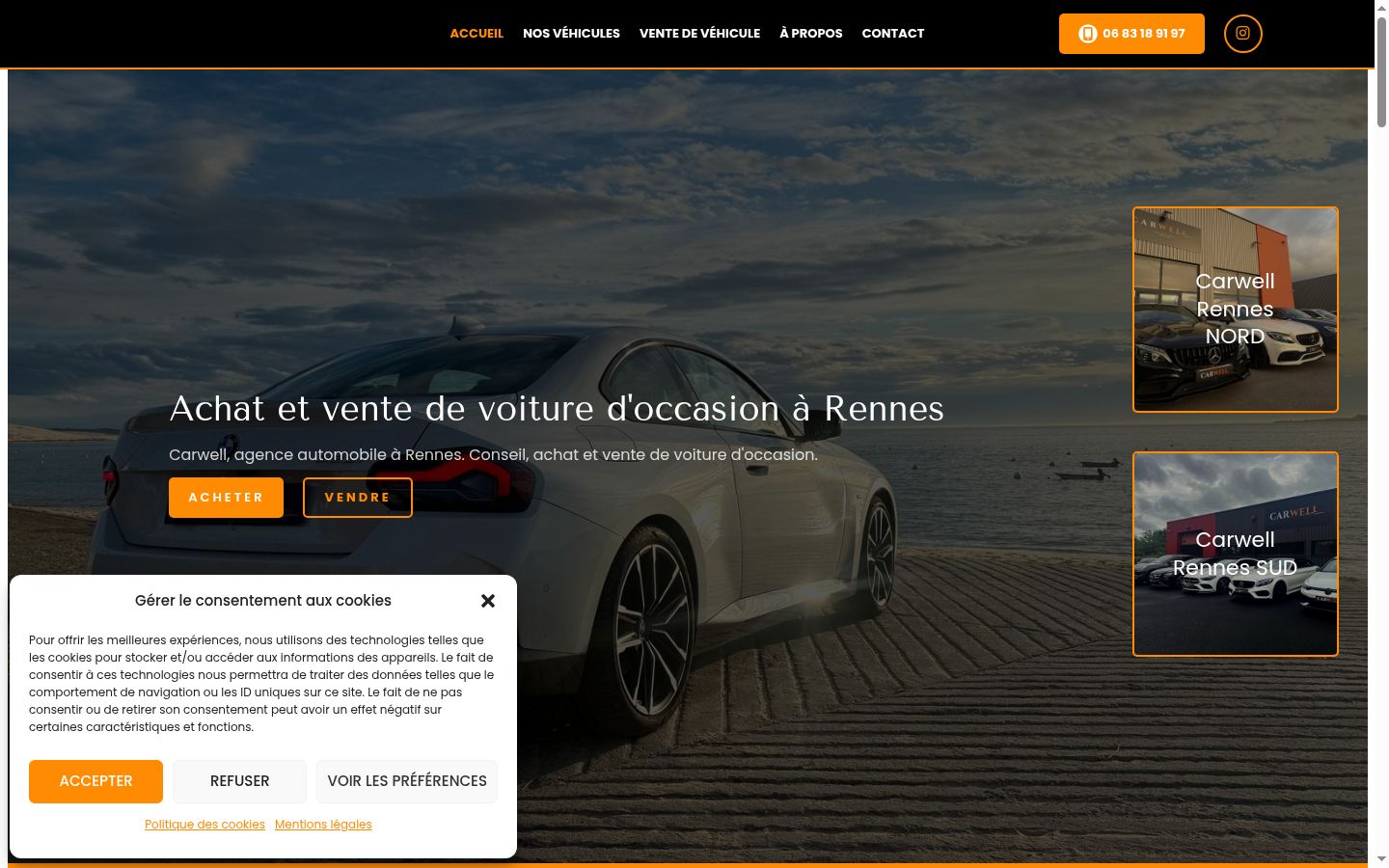 Screenshot del banner di consenso mostrato prima di qualsiasi interazione