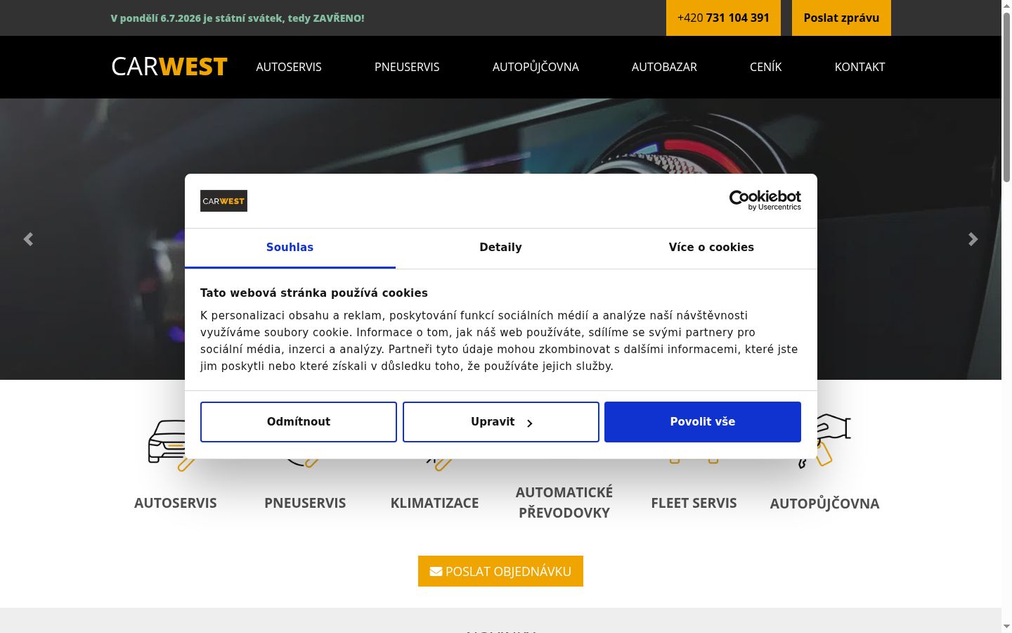 Snímek obrazovky baneru souhlasu zobrazeného před jakoukoli interakcí