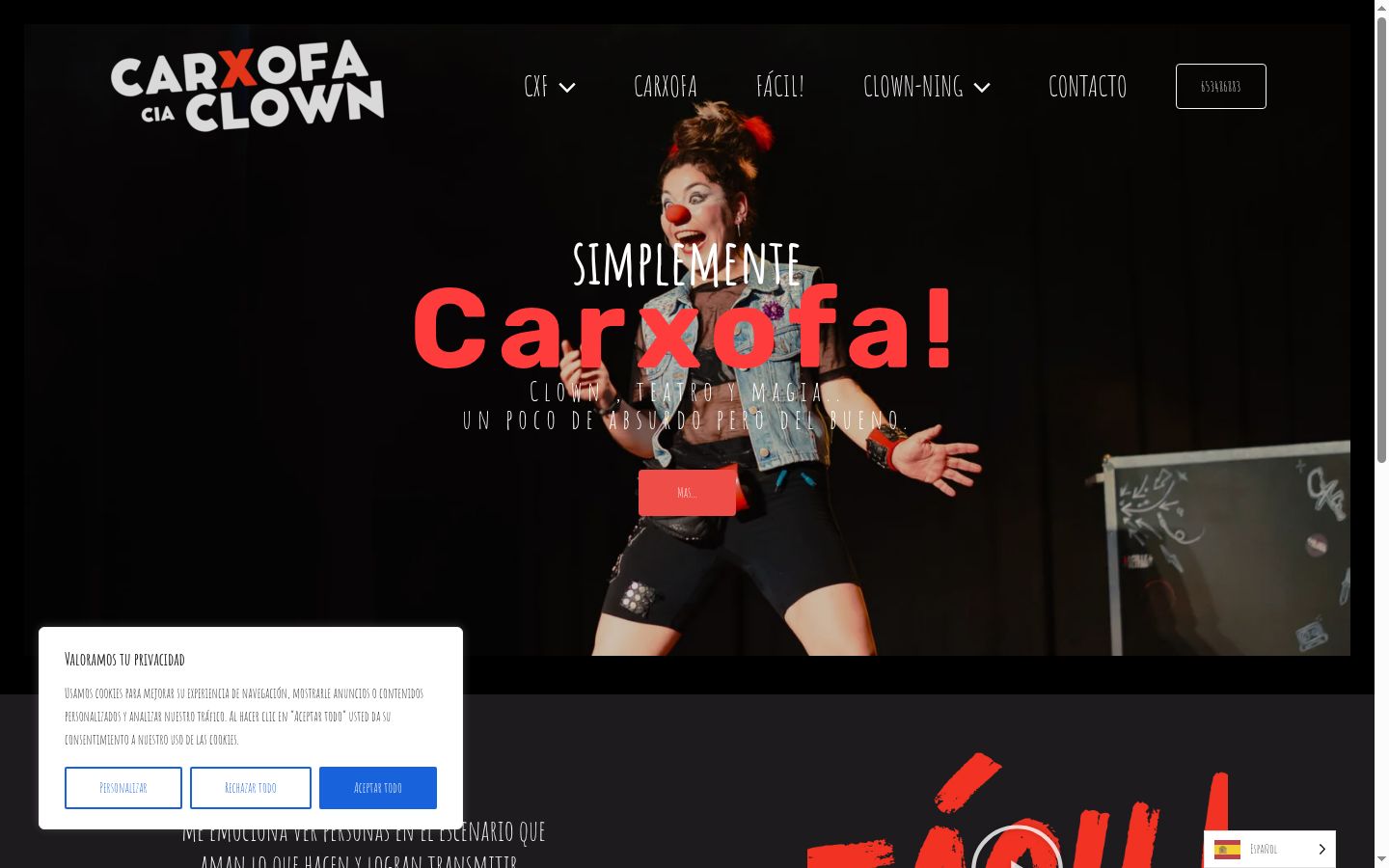 Captura de pantalla del banner de consentimiento mostrado antes de cualquier interacción