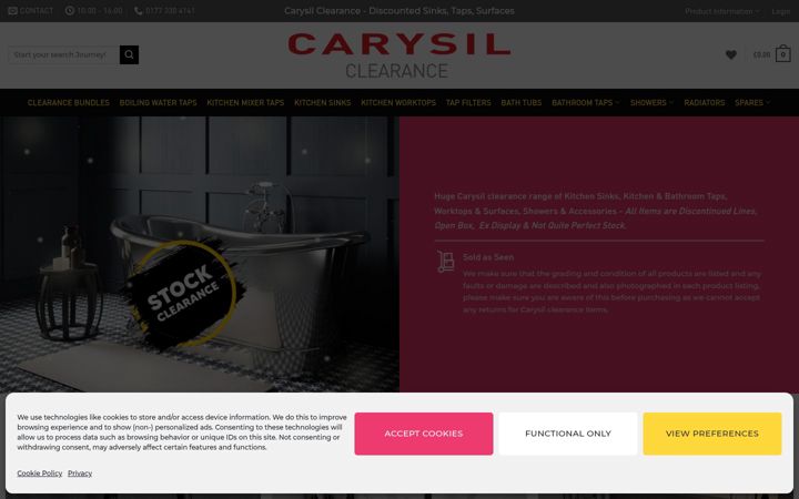 Screenshot of carysilclearance.co.uk