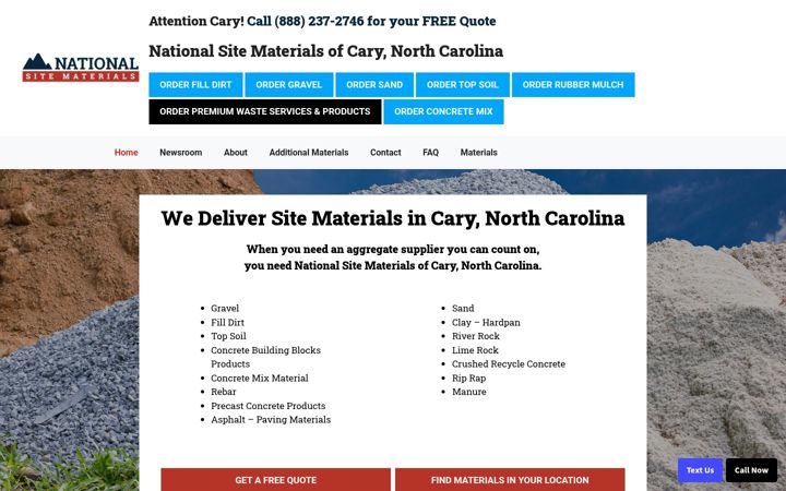 Screenshot of carysitematerials.com