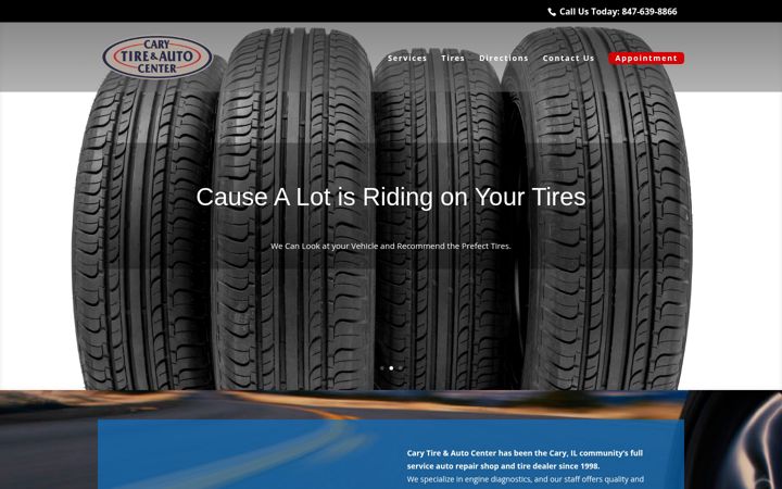 Screenshot of carytireandautocenter.com