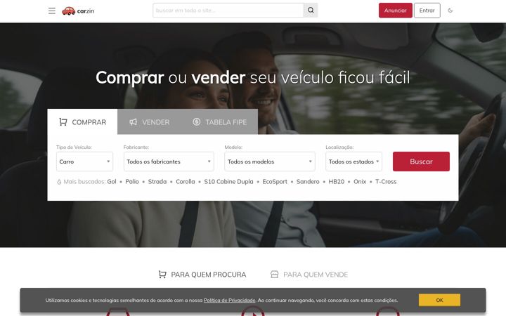 Kuvakaappaus sivustosta carzin.com.br
