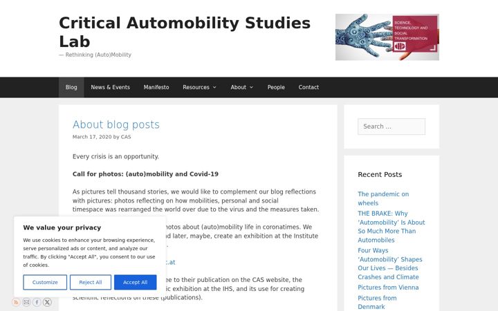 Screenshot of cas.ihs.ac.at