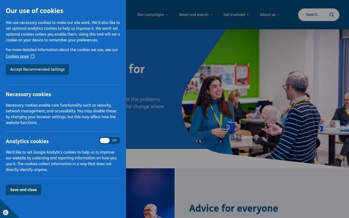 Screenshot of cas.org.uk