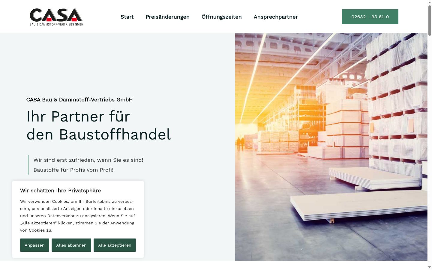 Screenshot des Einwilligungsbanners vor jeglicher Interaktion