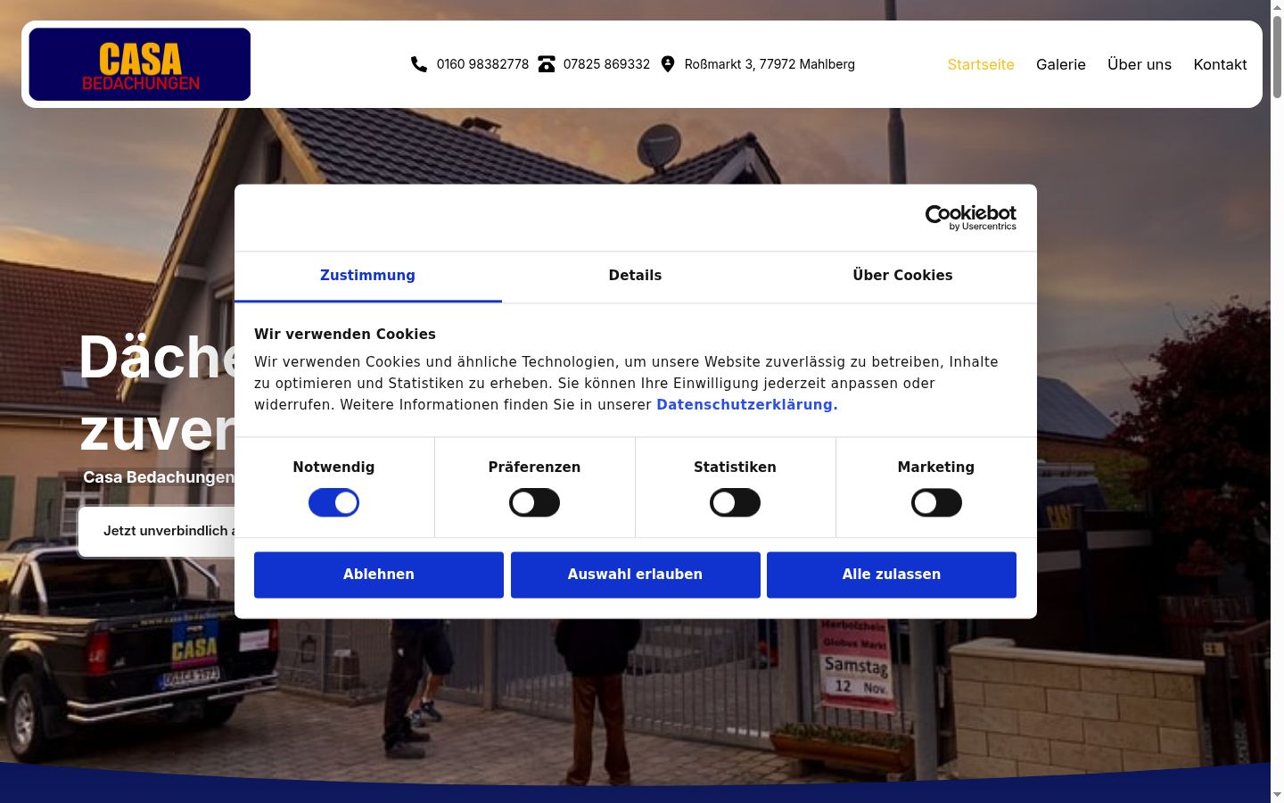 Screenshot of the consent banner shown before any interaction
