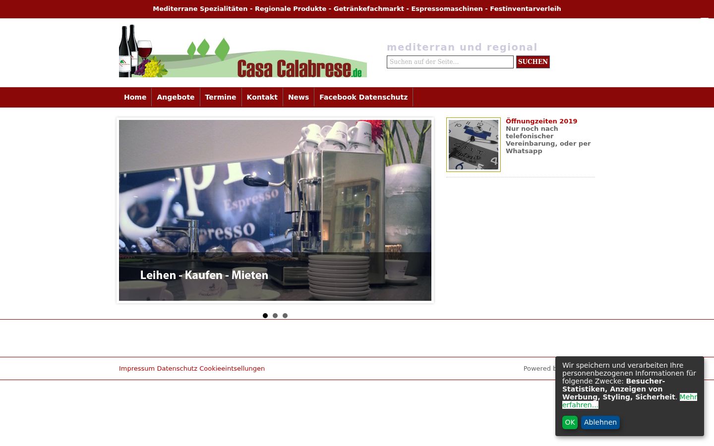 Screenshot of the consent banner shown before any interaction