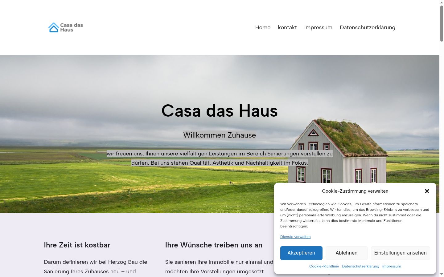 Screenshot des Einwilligungsbanners vor jeglicher Interaktion