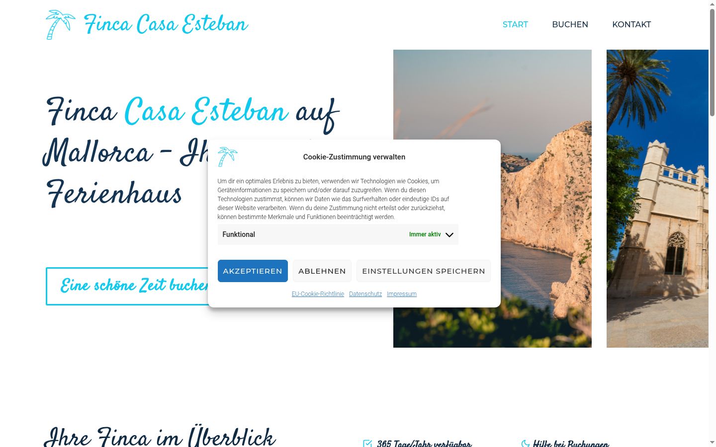 Screenshot des Einwilligungsbanners vor jeglicher Interaktion