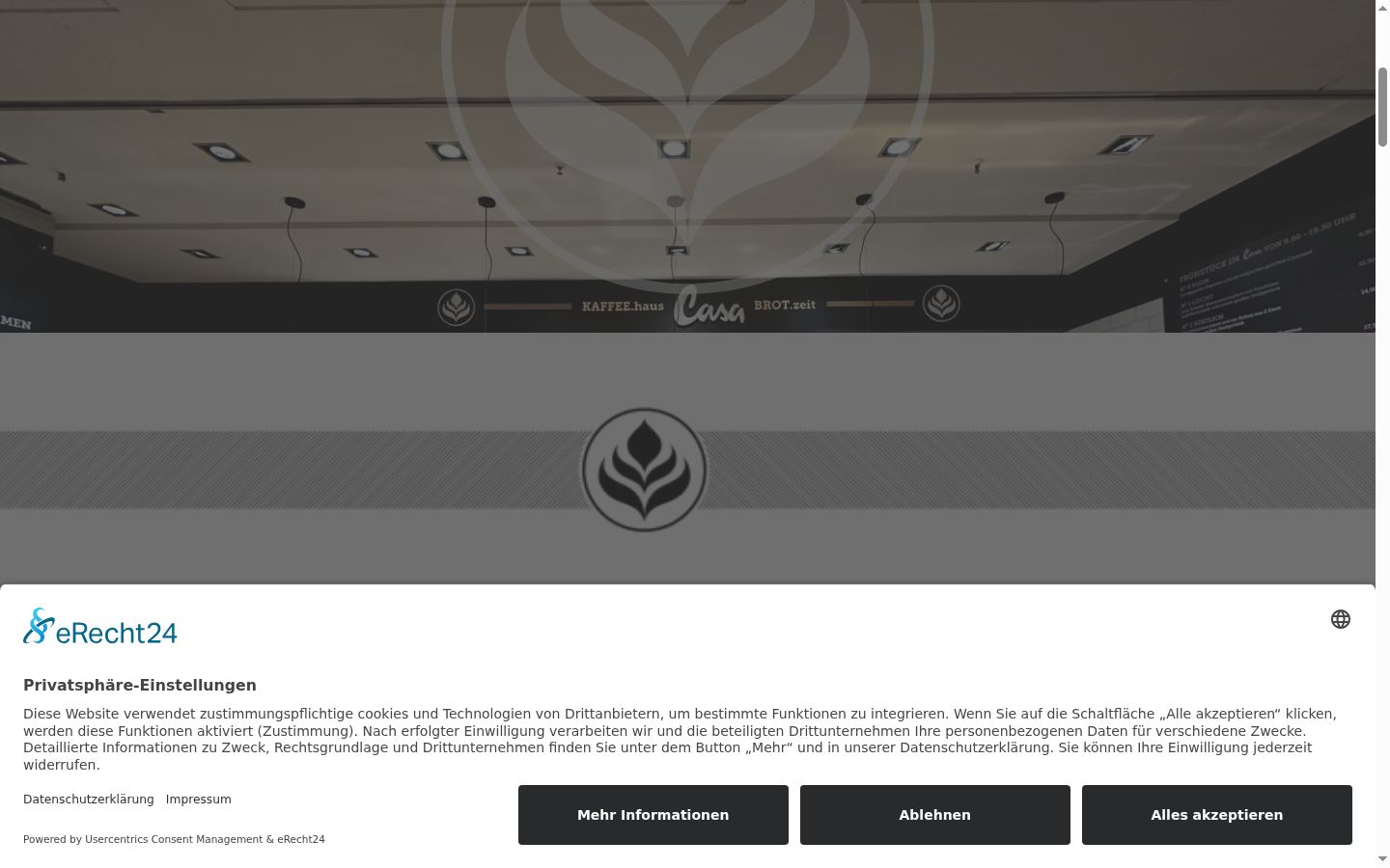Screenshot des Einwilligungsbanners vor jeglicher Interaktion