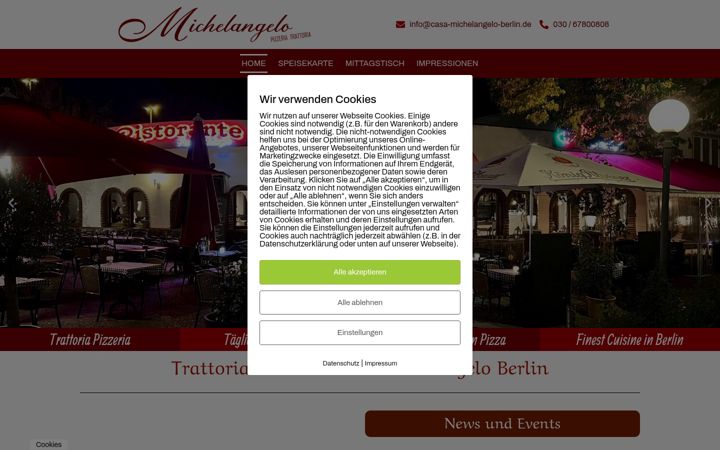 Screenshot stránky casa-michelangelo-berlin.de