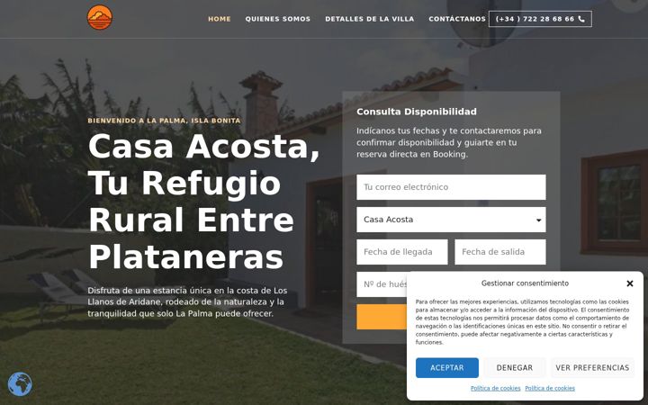 Screenshot of casaacostalapalma.com