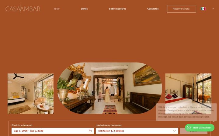 Screenshot of casaambarhotel.com