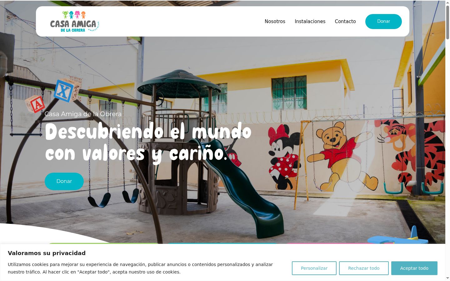 Captura de ecrã do banner de consentimento apresentado antes de qualquer interação