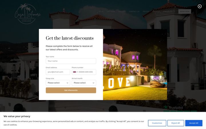 Screenshot of casaamoretenerife.com