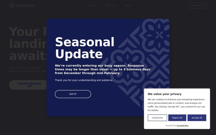 Screenshot of casaazulpt.com