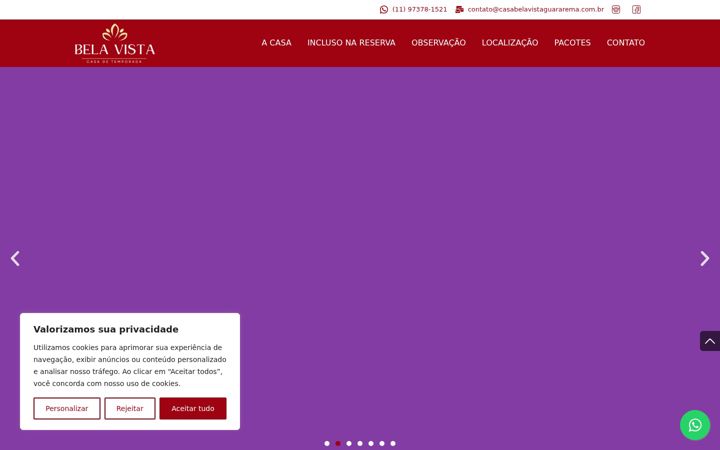Ekrano kopija casabelavistaguararema.com.br