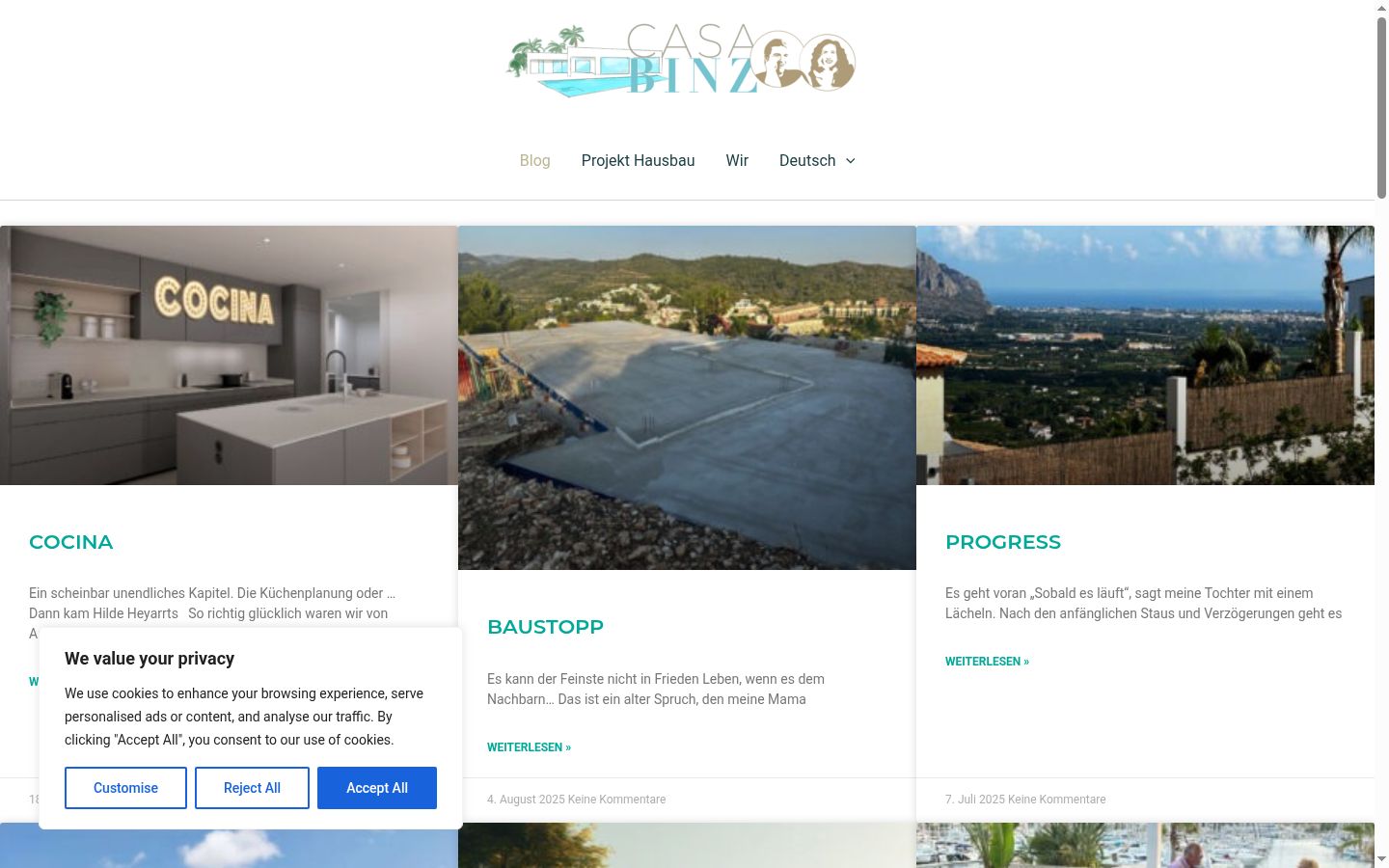 Screenshot del banner di consenso mostrato prima di qualsiasi interazione