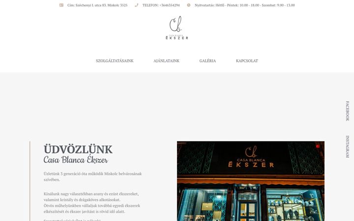 Screenshot of casablancaekszer.hu