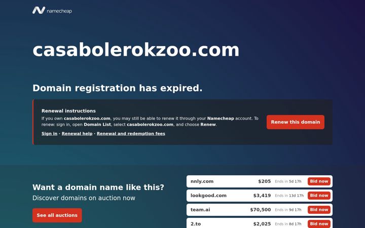 Screenshot of casabolerokzoo.com