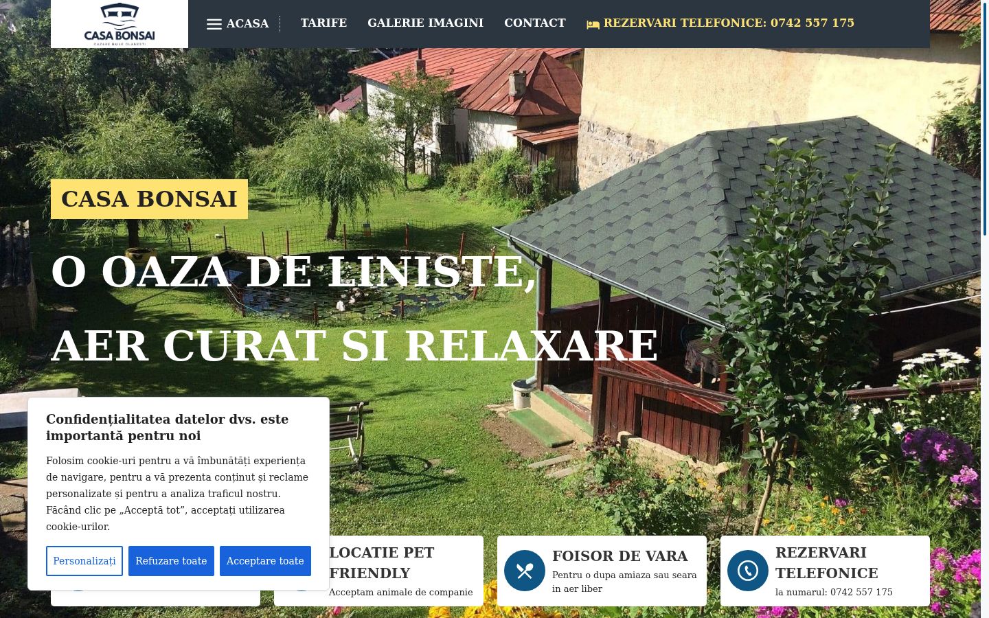 Captură de ecran a bannerului de consimțământ afișat înainte de orice interacțiune