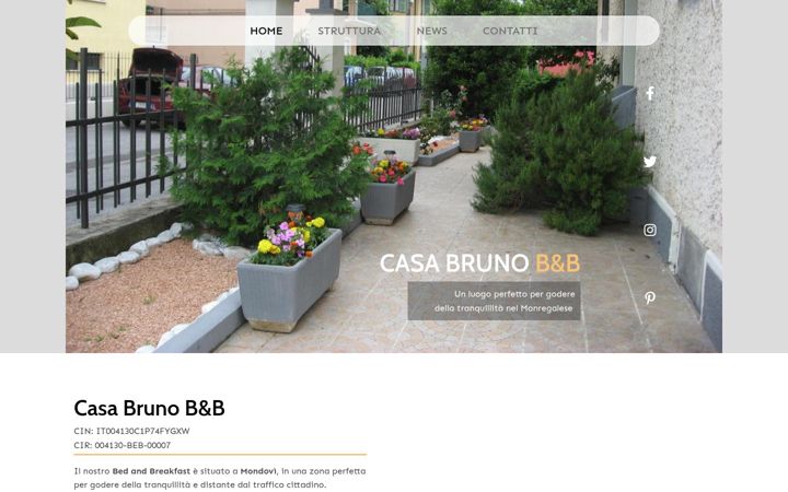 Screenshot of casabrunobedandbreakfast.com